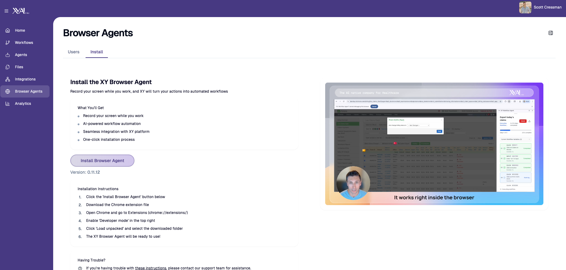 Browser Agents Install Tab