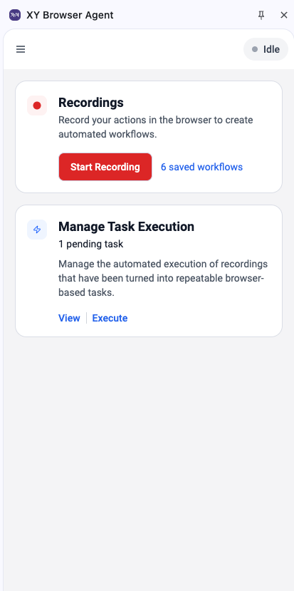 Extension Home Screen