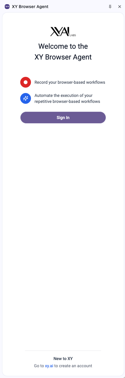 Extension Login Screen